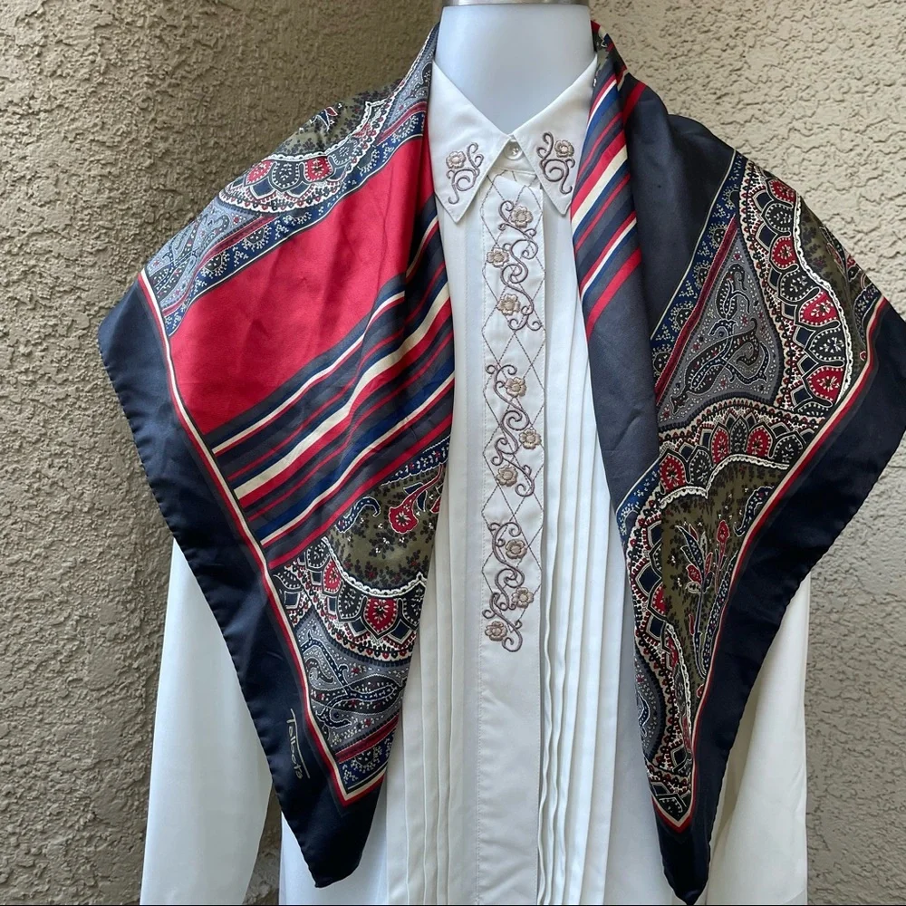 Vintage multicolored Talbots silk scarf